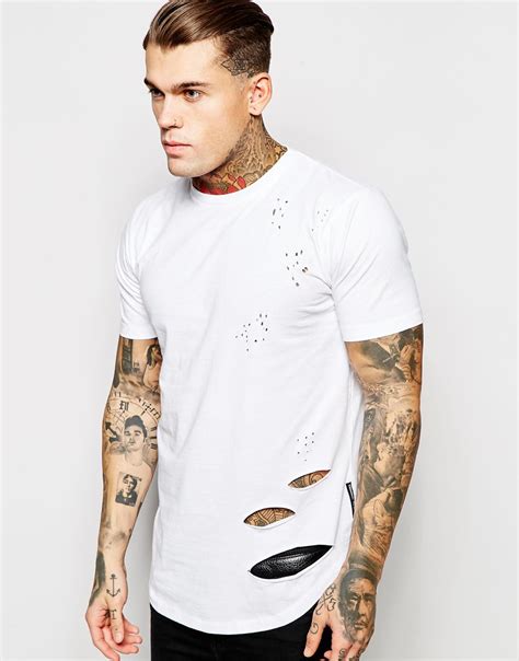 Distressed White T Shirt Sanctuary Distressed White T Shirt With Pocket