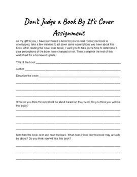 Don T Judge A Book By It S Cover Activity By Tales Of A Th Grade Ela Teacher