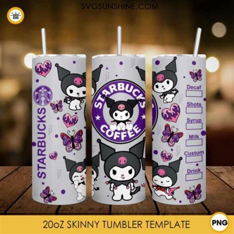 Kuromi Starbucks Coffee Design 20oz Tumbler Wrap PNG File