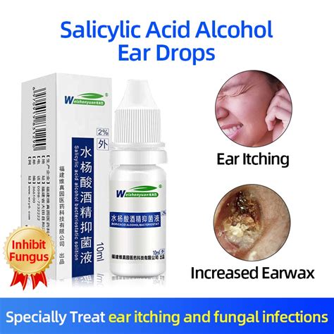2pc Salicylic Acid Alcohol Ear Drops Bacteriostat Softening Earwax