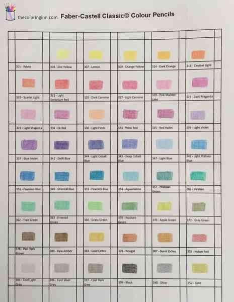 Faber Castell Classic Colour Pencils Color Chart Colored Pencils