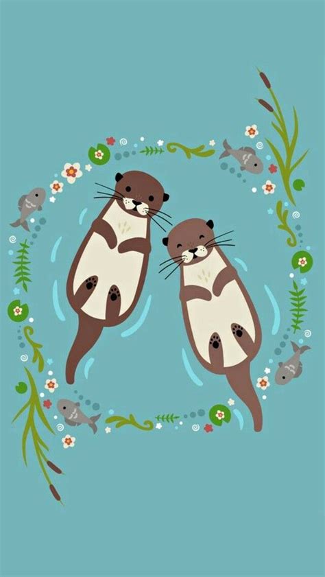 Otters Lockscreen Cute Animals Otter Cartoon Otter Illustration