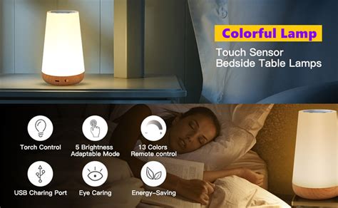 Touch Lamp Portable Table Sensor Control Bedside Lamps With Quick Usb Charging Port 13 Color