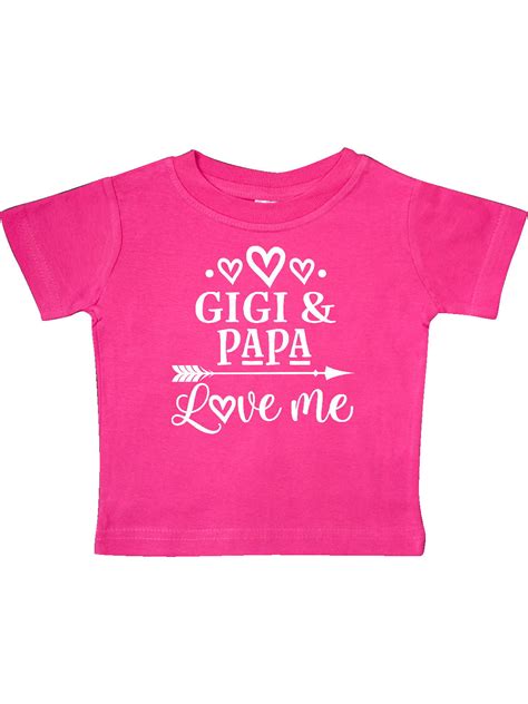inktastic gigi and papa love me ts infant t shirt unisex hot pink 6 months