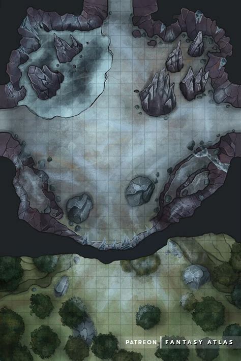 OC Frozen Cave Entrance Battle Map DnD Tabletop Rpg Maps Fantasy Map Dungeon Maps