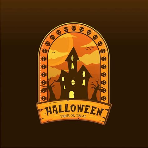 Creepy House Halloween Logo Illustration Vector Premium Download