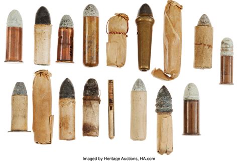 Group Of 16 Original Civil War Cartridges Total 16 Military