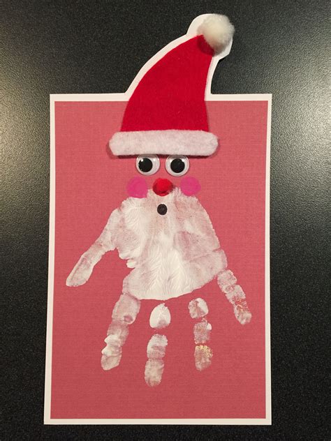 Handprint Santa Card 2015 Christmas Crafts Christmas Ornaments