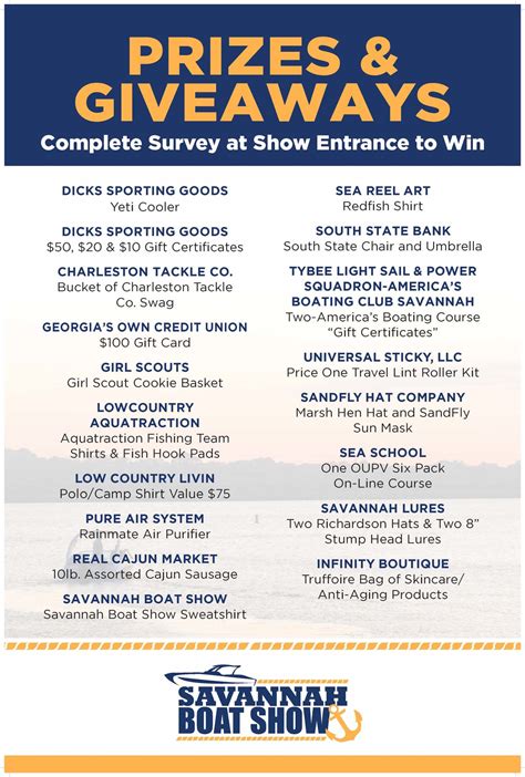 Prizes And Giveaways Savannah Boat Show