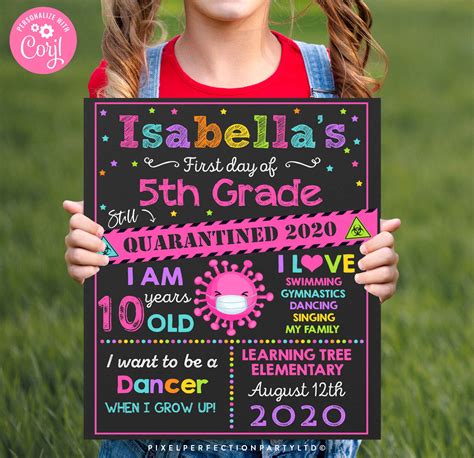 Editable First Day Of 5th Grade Sign First Day Of 5th Grade Etsy