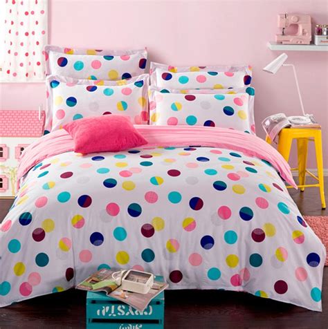 Colorful Polka Dot Bedding Set For Queen Full Size Duvet Cover Bedsheet Quilt Bed Sheet Bedroom