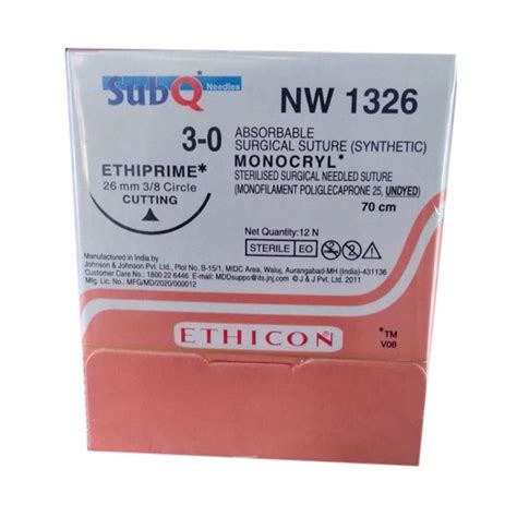 Buy Johnson And Johnson Ethicon Monocryl Absorbable Surgical Suture 3 0