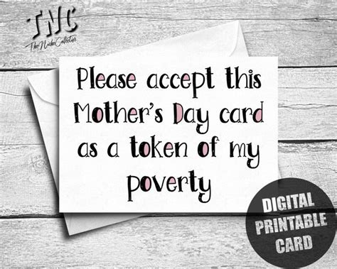 Mothers Day Card Funny Printable Mothers Day T Etsy Happy Mom Day Wishes For Daughter