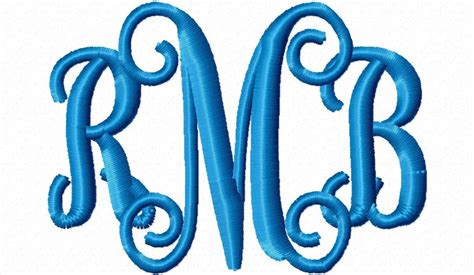 Custom Vine 3 Letter Monogram Embroidery Design