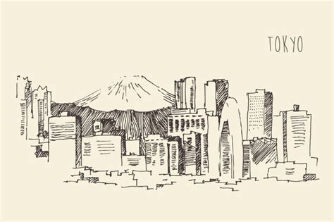 Tokyo city skyline, Japan ~ Illustrations on Creative Market