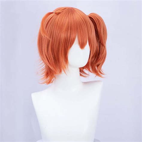 Orange Red Wig Anime Hairstyle Cosplay Wig Ponytail Wig Etsy