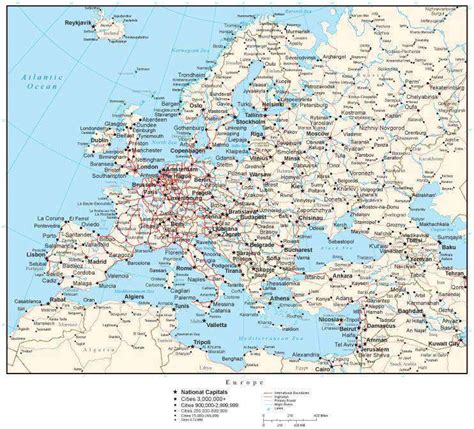 Europe Map With Countries Cities And Roads Map Resources
