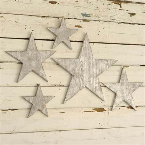 Wooden Star Set Wall Art Decor 5 Piece Set