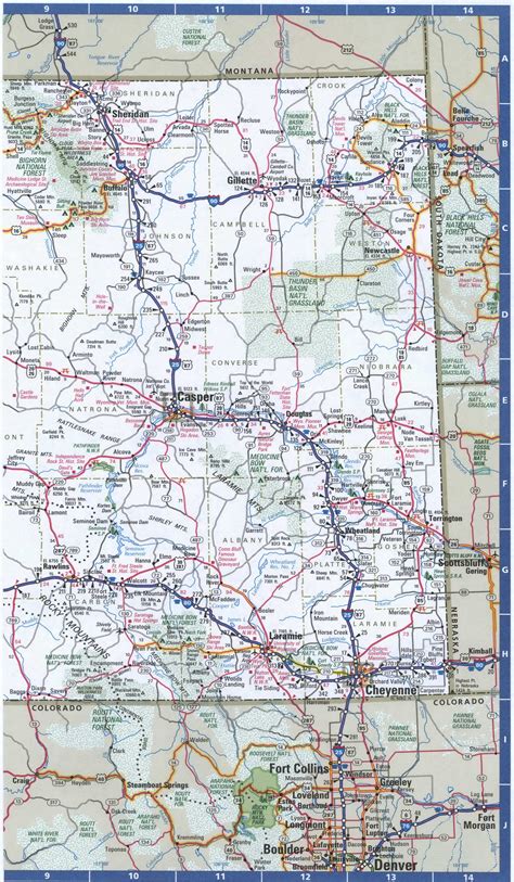 Wyoming Detailed Roads Mapmap Of Wyoming With Cities And Highways