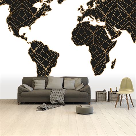 Jagen oder kartenlesen, zur eigenen schmuckherstellung. Geometrisch schwarz/gold Tapete - Weltkarte Tapete - Alle ...