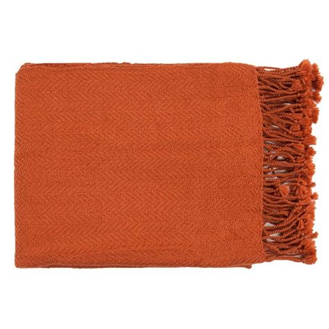 Constructed of lightweight broadcloth fabric and lining with removable cover for washing. Surya Turner Burnt Orange Throw Blanket #fallcolors ...