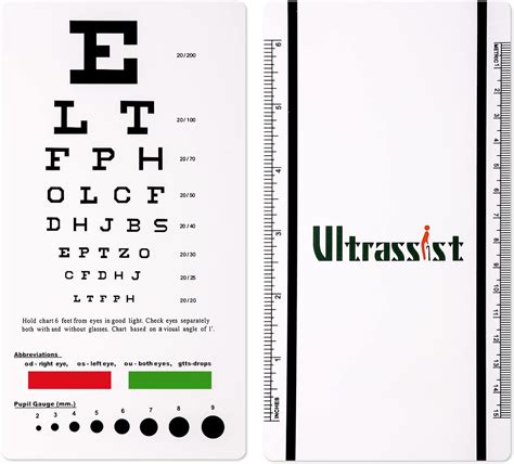 Buy Ultrassist Snellen Eye Chart Pocket Size Eye Testing Chart 6 Feet