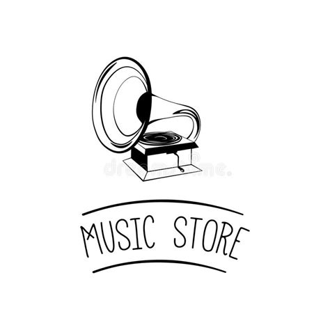 Gramophone Icon Music Shop Logo Vintage Musical Device Music Store
