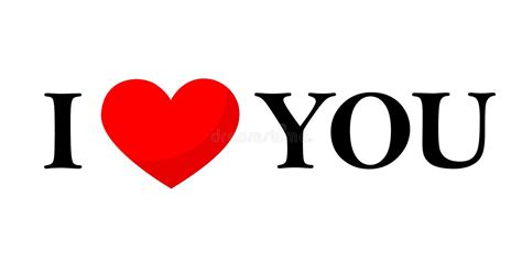 I Love You Black Text With Red Heart Lettering Stock Vector