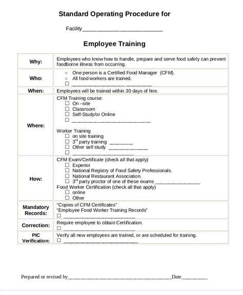 Training Sop Template Hq Printable Documents