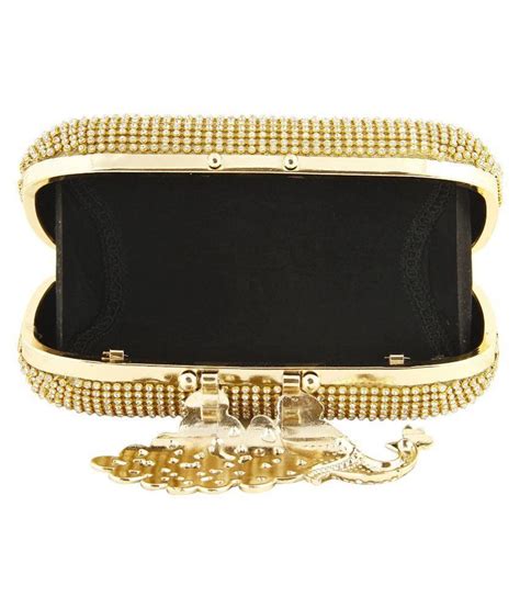 Buy Colorsinc Gold Fabric Box Clutch At Best Prices In India Snapdeal
