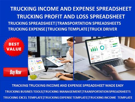 Trucking Income And Expense Spreadsheet Profit And Loss Excel Etsy