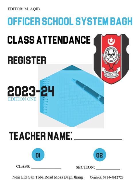 Attendance Register Cover Page Pdf
