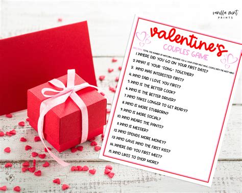 Valentines Day Couples Game Game Valentine Printable Etsy