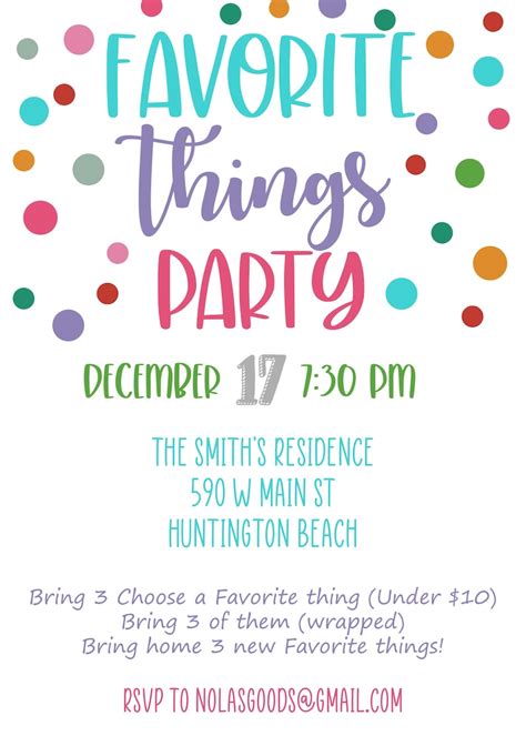Favorite Things Party Invitation Favorite Things Birthday Etsy