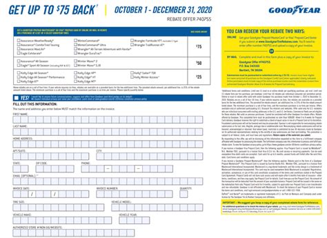 Goodyear Rebate Form 718042