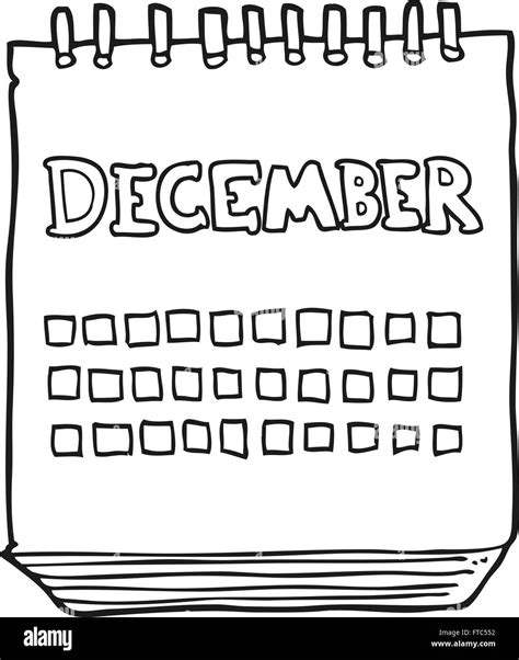 Freehand Drawn Black And White Cartoon Calendar Showing Month Of