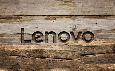 Download Wallpapers Lenovo Wooden Logo 4k Wooden Backgrounds Brands