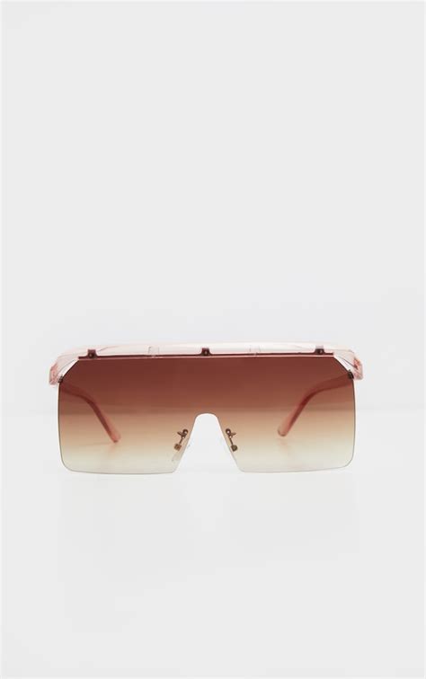 brown faded from square oversized sunglasses prettylittlething