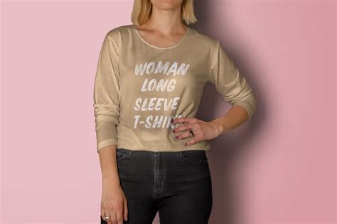 long sleeve woman  shirt psd mockup   designhooks