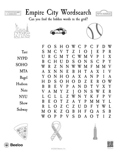 New York City Themed Word Searches Beeloo Printable Crafts And