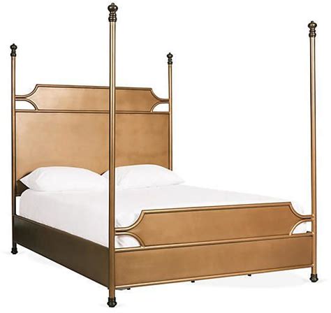 One Kings Lane Talia Four-Poster Bed - Aged Brass | Four poster, Four poster bed, Poster bed