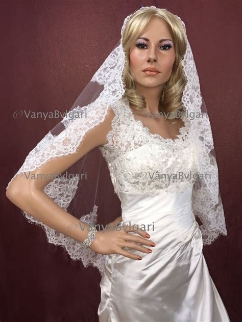 Bridal Mantilla Spanish Veil With Wide Alencon Lace