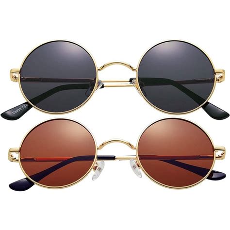 2 pack john lennon style round sunglasses for men women polarized small circle sun glasses