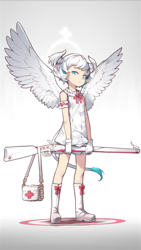 Blvefo9 Original Commentary Request Highres 1girl Angel Angel Wings Antique Firearm
