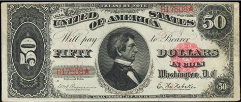 1891 50 Treasury Note Value Sell Old Currency