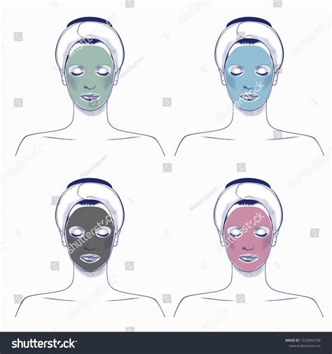 Different Types Face Masks Female Faces Stock Vector Royalty Free