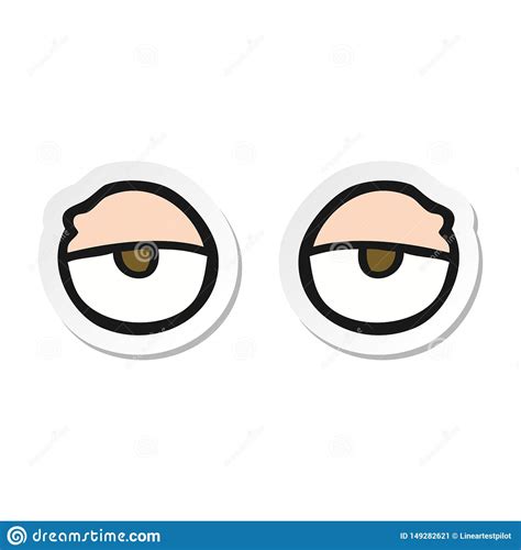 Sticker Of A Cartoon Tired Eyes Stock Vector Illustration Of Sticker