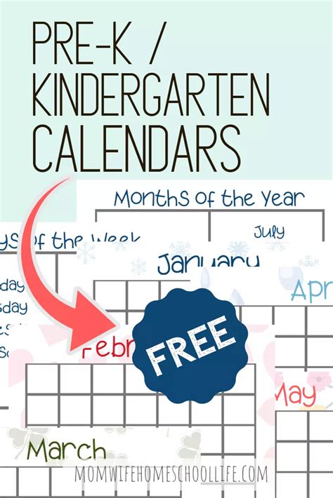 Free Printable Pre K Calendars Calendar Printables Free Templates