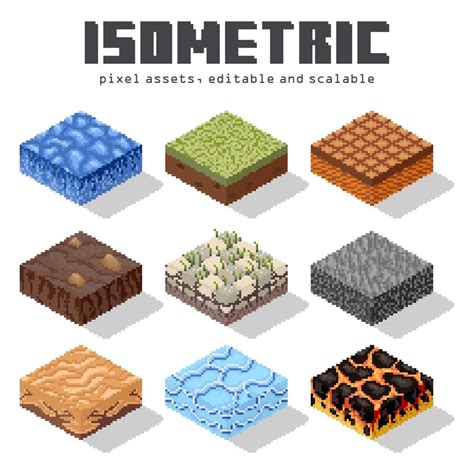 Free Vector Isometric Tiles Decoration Game Pixel Assets 17678876