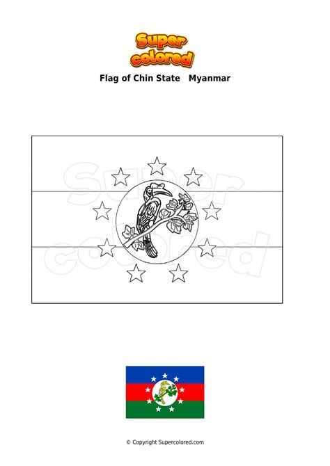 Coloring Page Flag Of Chin State Myanmar